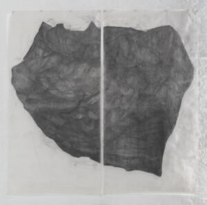 Michael Höpfner, Stone (carried in a pocket) I, 2022, graphite on tracing paper 215 x 220 cm