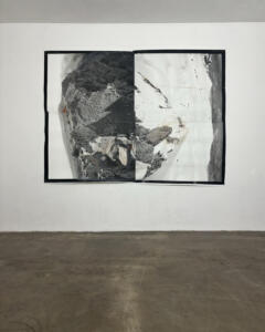 Michael Höpfner, Serj-Sella-Sattel (walk in circles from Djebel Serj to Col dles Solenes), artist silvergelatine print, pastel drawing, 197x149cm,2024
